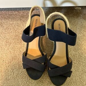 Merona Black Wedge Sandals for Women, size 9.5